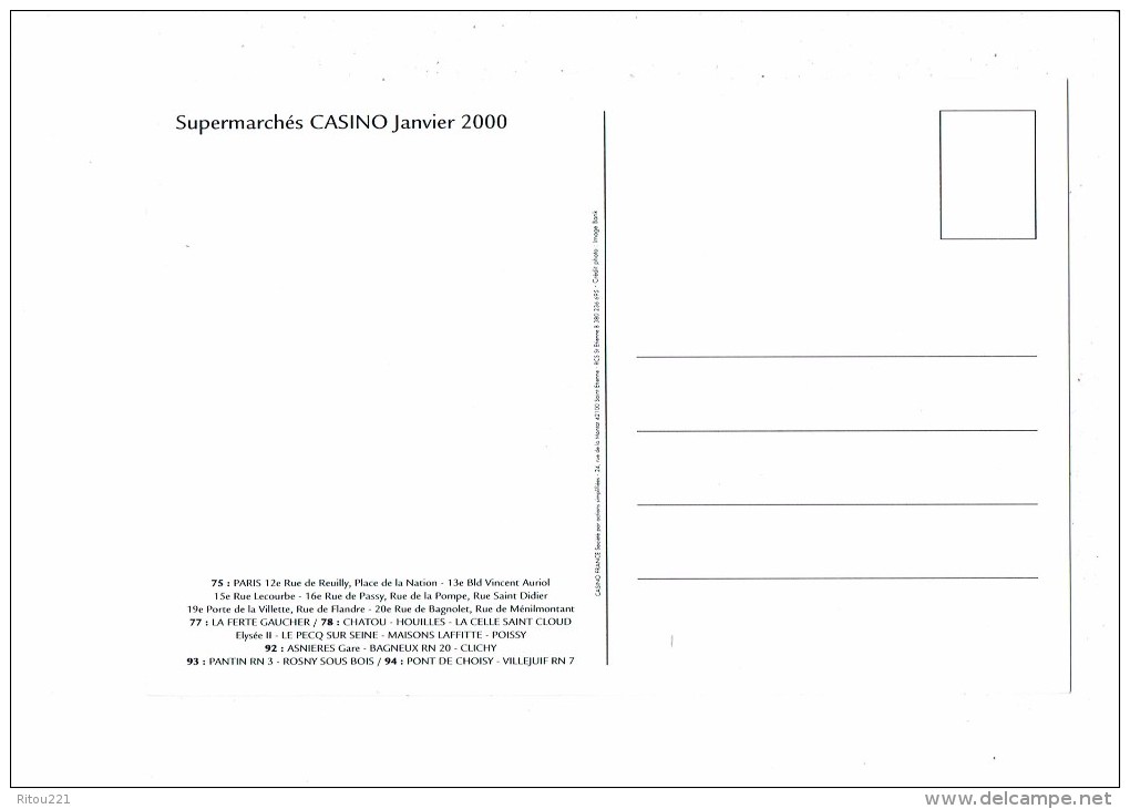 Cpm Publicité Magasin SUPERMARCHES CASINO - 2000 - Tortue Turtle - Tortues