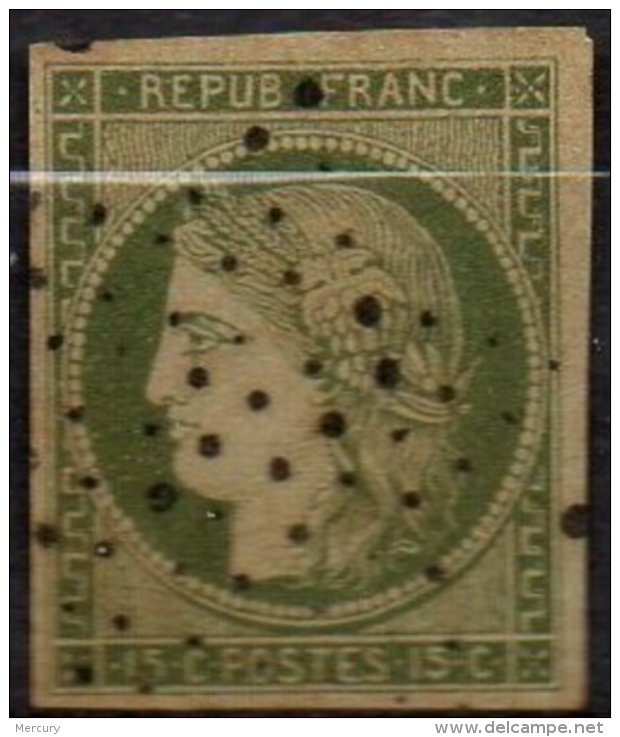FRANCE - 15 C. Vert Oblitéré FAUX Ancien (probablement Spérati) - 1849-1850 Cérès