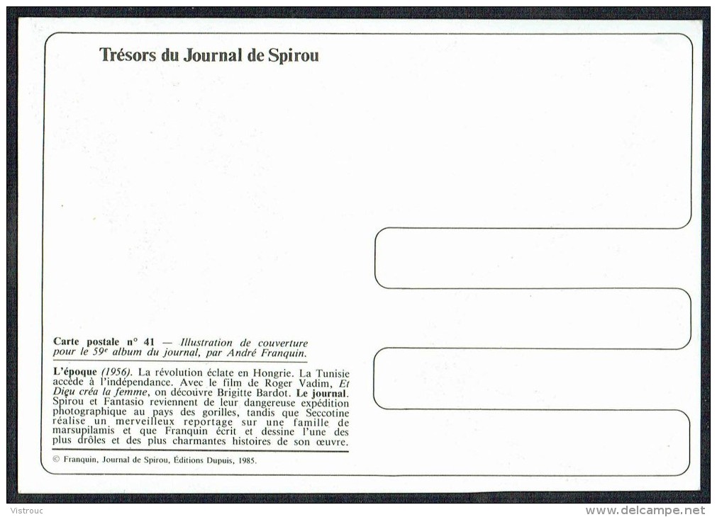 SPIROU - CP N° 41 : Illustration Couverture Album N° 59 De FRANQUIN - Non Circulé - Not Circulated - Ed. DUPUIS - 1985. - Bandes Dessinées
