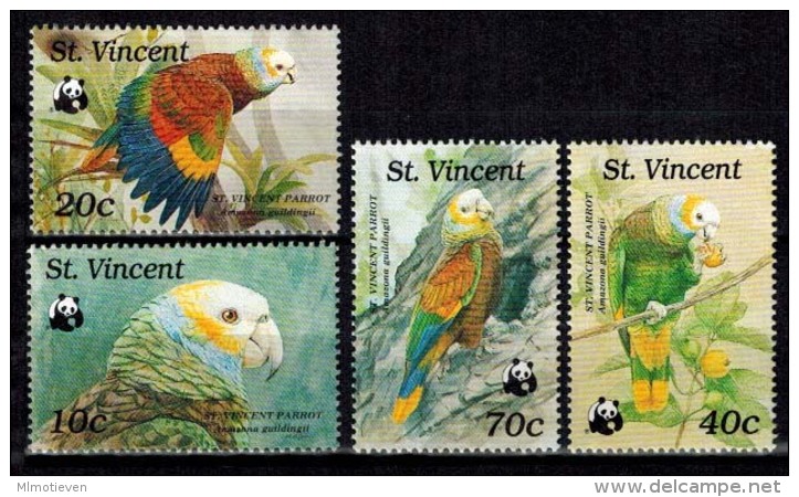 MDB-BK1-217 MDW MINT ¤ ST. VINCENT 1989 4w In Serie ¤ WILDLIFE ANIMALS - OISEAUX - BIRDS - PAJAROS - VOGELS - VÖGEL - - Papegaaien, Parkieten