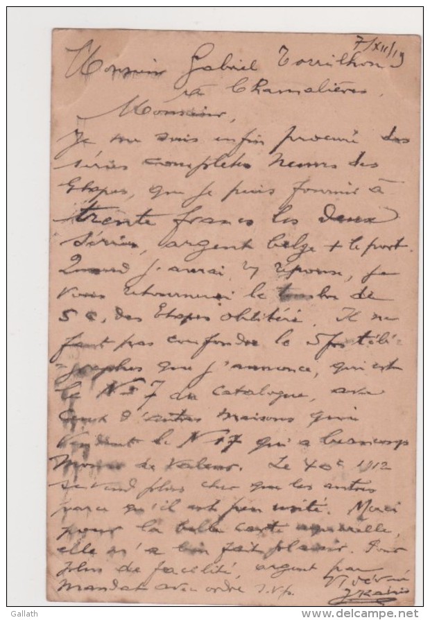 VERVIERS 1919 / Entier 5c Vert + Timbres Pour Chamalières... - Briefe U. Dokumente