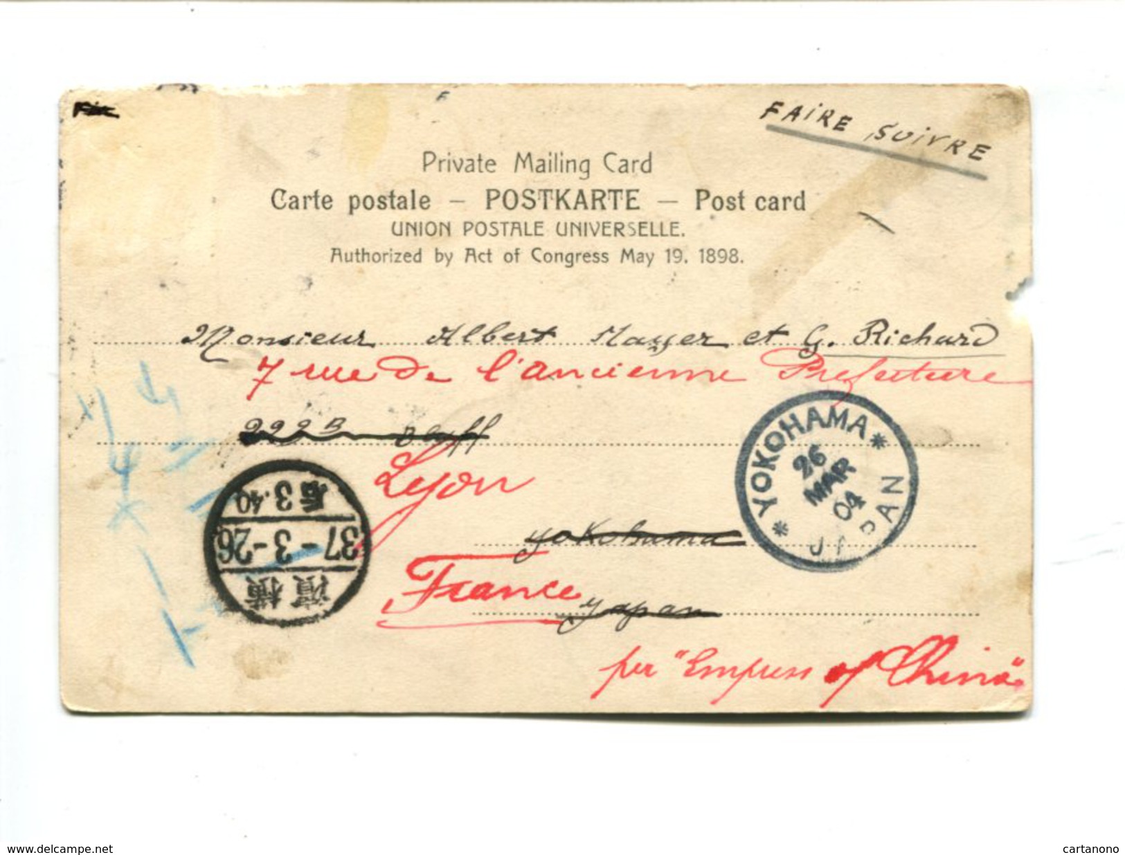 Cp - Poste Maritime JAPON - Lettres & Documents