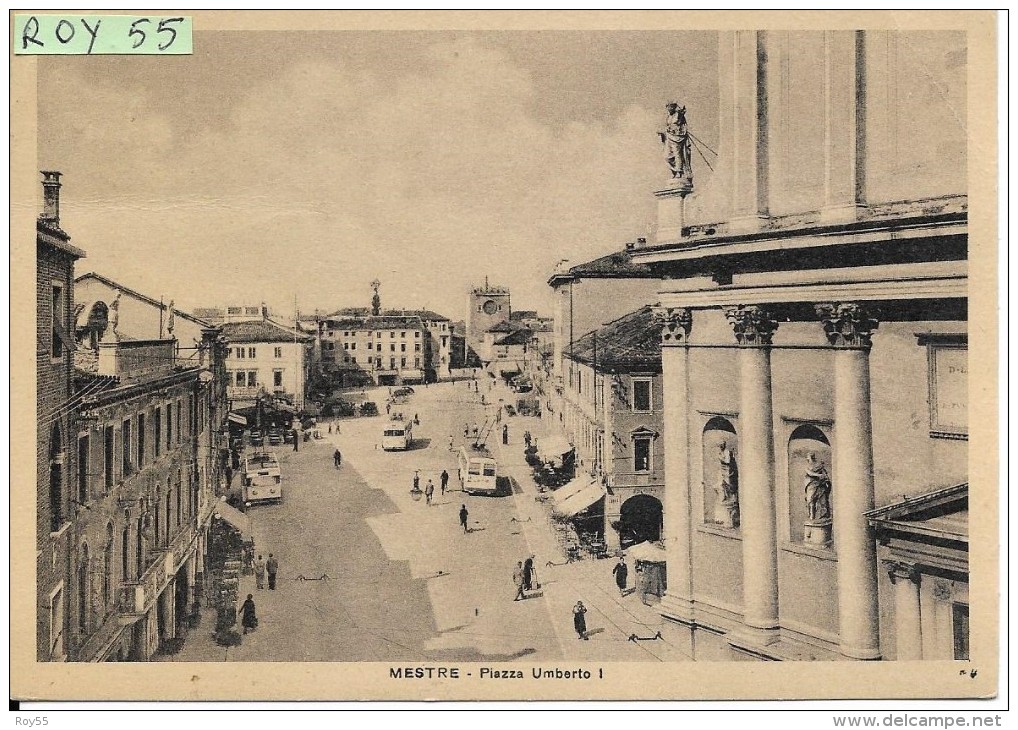 Veneto-venezia-mestre Frazione Di Venezia Piazza Umberto I Veduta Particolare Animatissima Anni 30/40 - Altri & Non Classificati