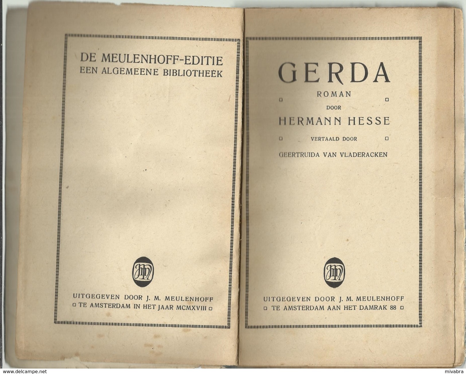 GERDA -  ROMAN DOOR HERMANN HESSE -  DE MEULENHOFF-EDITIE EEN ALGEMEENE BIBLIOTHEEK - 1918 - Antiguos