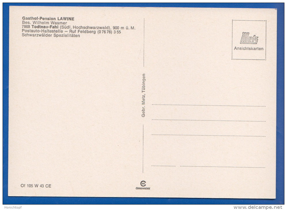 Deutschland; Fahl Todtnau; Pension Lawine - Todtnau