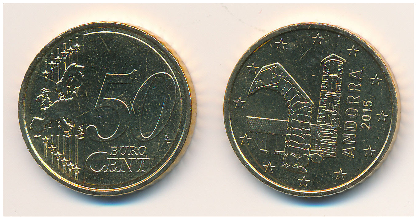 Andorra 2015 - ORIGINAL Amtliche 50 Cent Kursmünze - Stempelglanz Aus KMS - Vatican