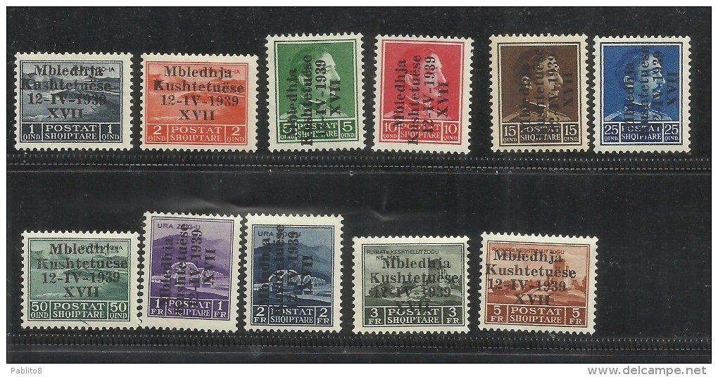 OCCUPAZIONE ITALIANA ALBANIA 1939 ASSEMBLEA COSTITUENTE CONSTITUENT ASSEMBLY SERIE COMPLETA COMPLETE SET MNH - Albania