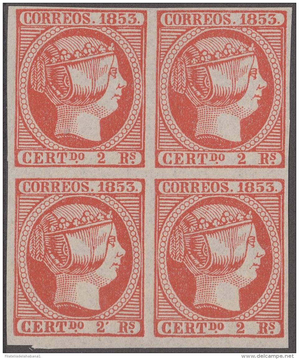 FAC-31 ESPAÑA SPAIN. SEGUI OLD FACSIMILE REPRODUCTION. ISABEL II. 1853 2r. BLOCK 4. - Proofs & Reprints