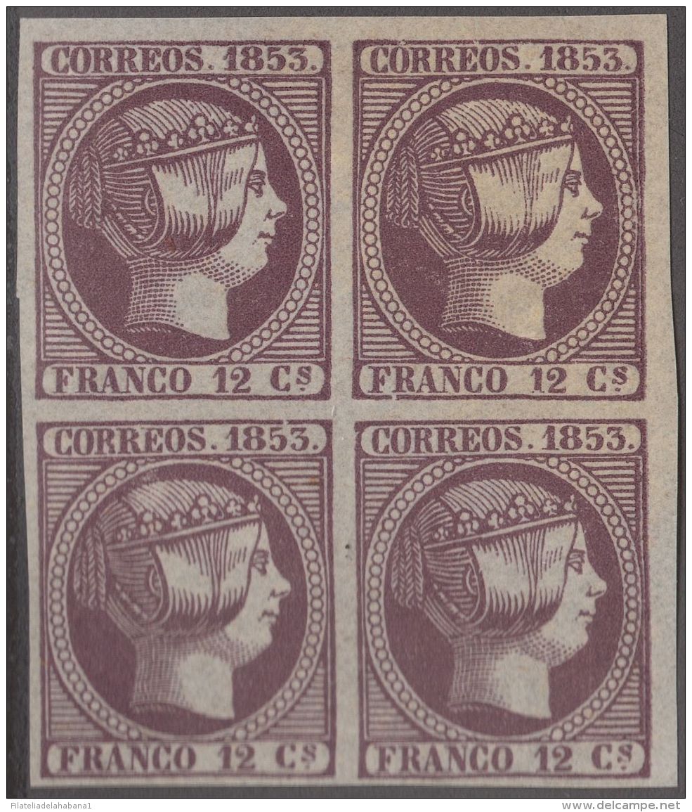 FAC-34 ESPAÑA SPAIN. SEGUI OLD FACSIMILE REPRODUCTION. ISABEL II. 1853 12 &frac14;. BLOCK 4. - Prove & Ristampe