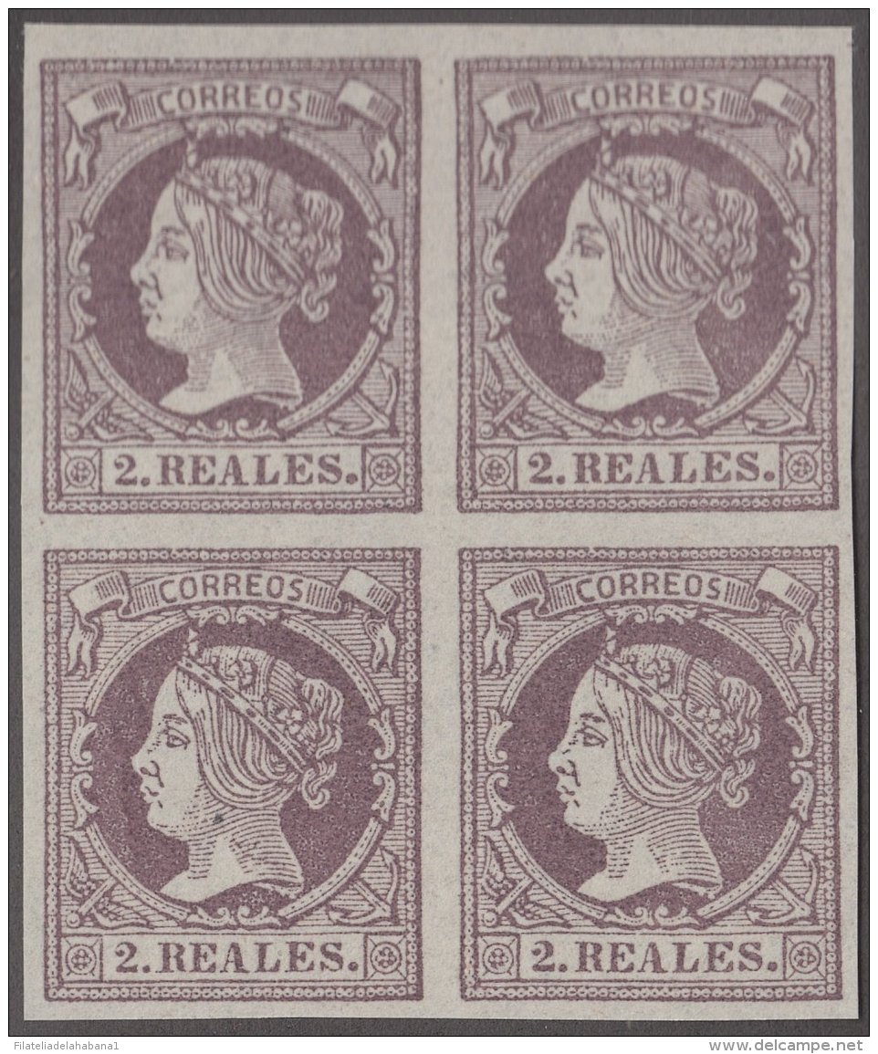 FAC-44 ESPAÑA SPAIN. SEGUI OLD FACSIMILE REPRODUCTION. ISABEL II. 1866 2r. BLOCK 4. - Proofs & Reprints