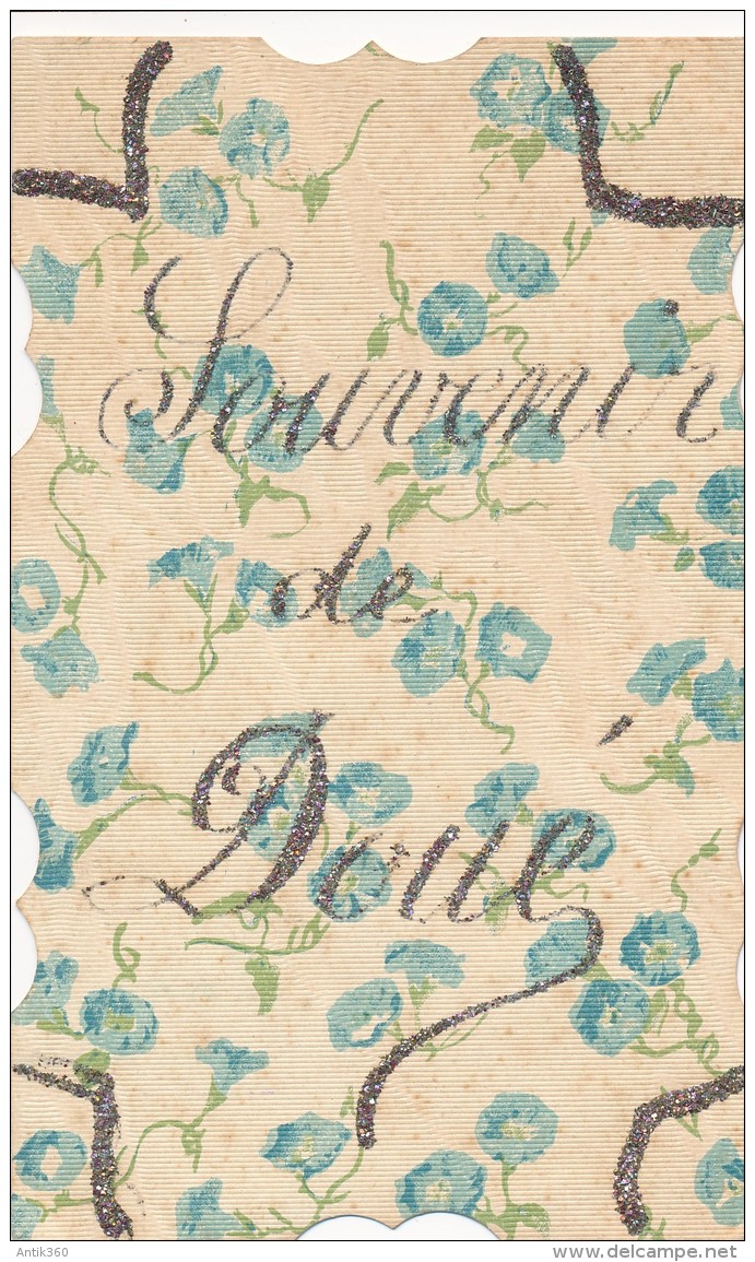 CPA 49 DOUE LA FONTAINE Souvenir De Doué Composée En Relief écriture En Paillettes - Doue La Fontaine