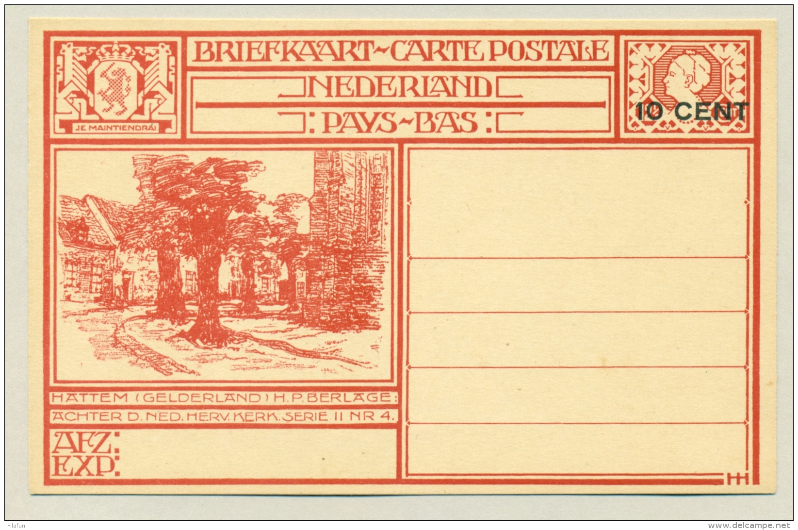 Nederland - 1926 - 10 Cent Opdruk Op Stadsgezichten, II-4 Hattem, G214o - Ongebruikt - Ganzsachen