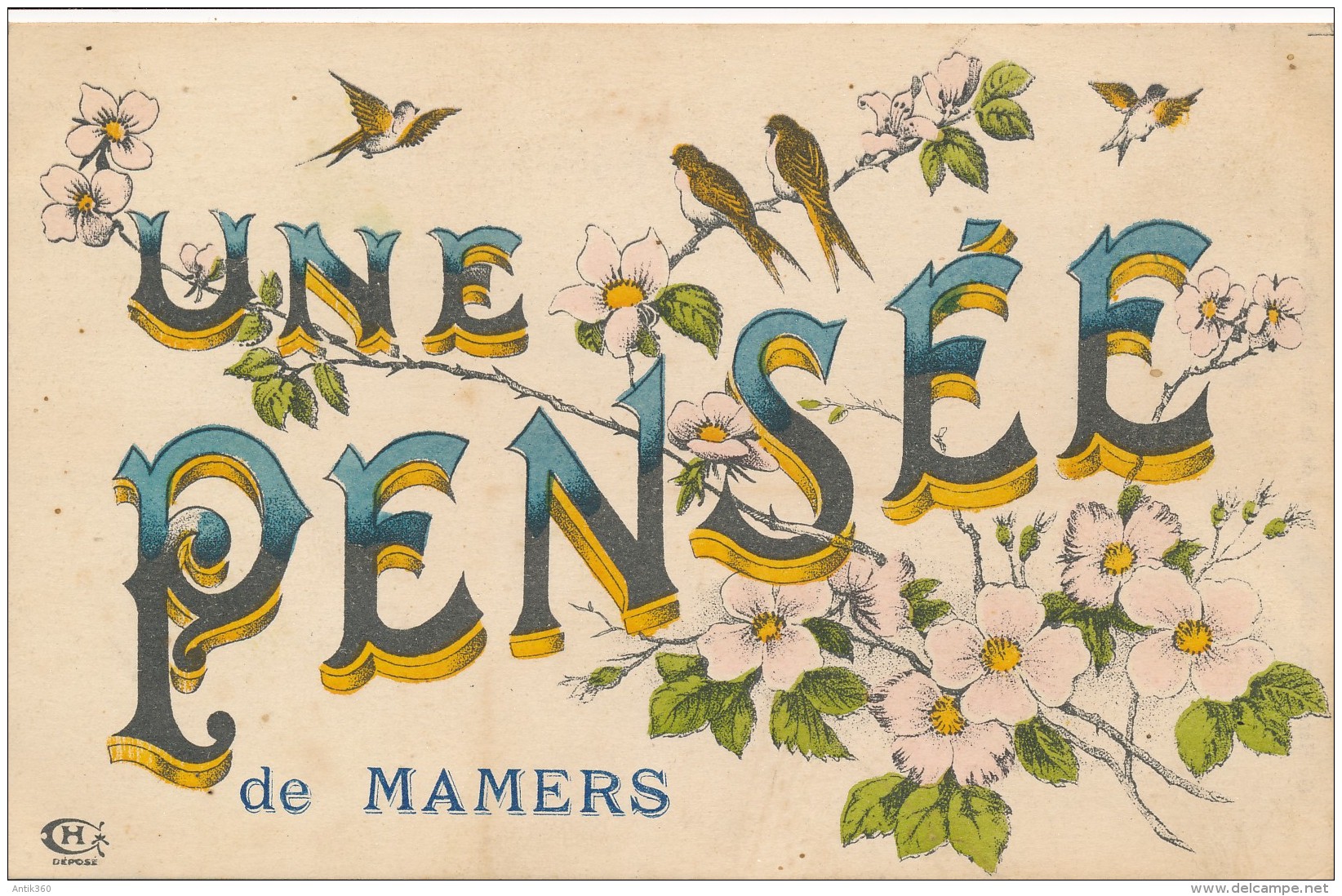 CPA 72 Une Pensée De MAMERS Fleurs Et Oiseaux - Mamers