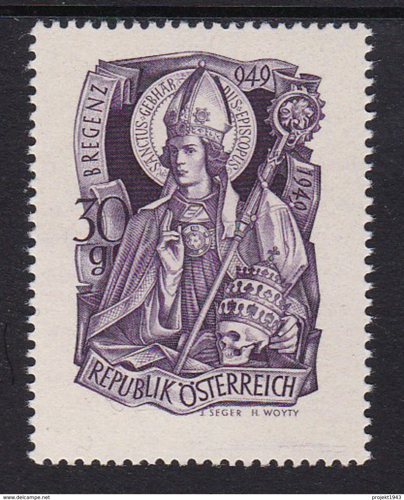 Austria 1949 Mi-Nr. 936, 1000.Geburtstag Hl. Gebhard, Postfrisch, Siehe Scan - Ungebraucht