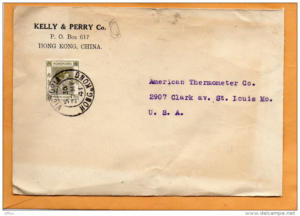 Hong Kong 1941 Cover Mailed To USA - Briefe U. Dokumente