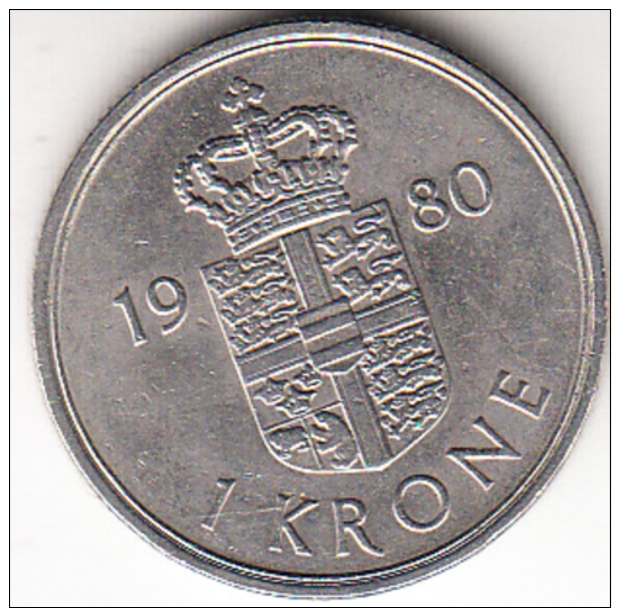 DINAMARCA 1980   1 KRONE. REINA MARGRETHE II . NIQUEL PESO 6 GRAMOS    EBC   CN4359 - Dinamarca