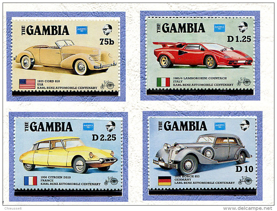 Gambie ** N° 598 à 601 - "Ameripex 86" Voitures Anciennes Et Récentes - Gambie (1965-...)