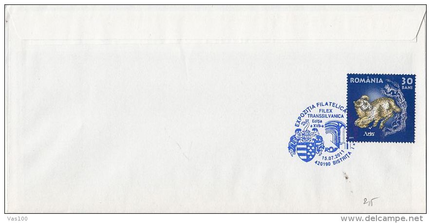 BISTRITA PHILATELIC EXHIBITION, CANCER ZODIAC SIGN STAMP, SPECIAL COVER, 2011, ROMANIA - Lettres & Documents