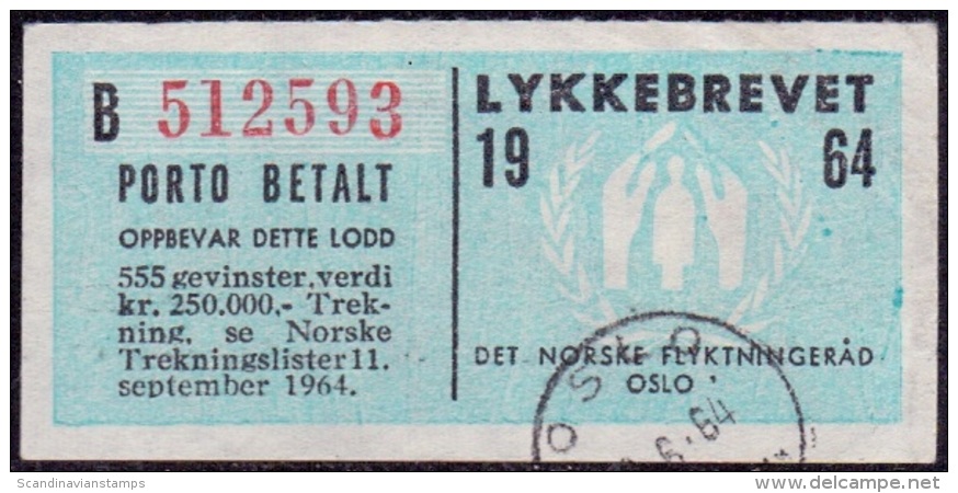 NOORWEGEN-NORWAY 1964 Lykkebrevet 1e Deel  GB-USED - Oblitérés