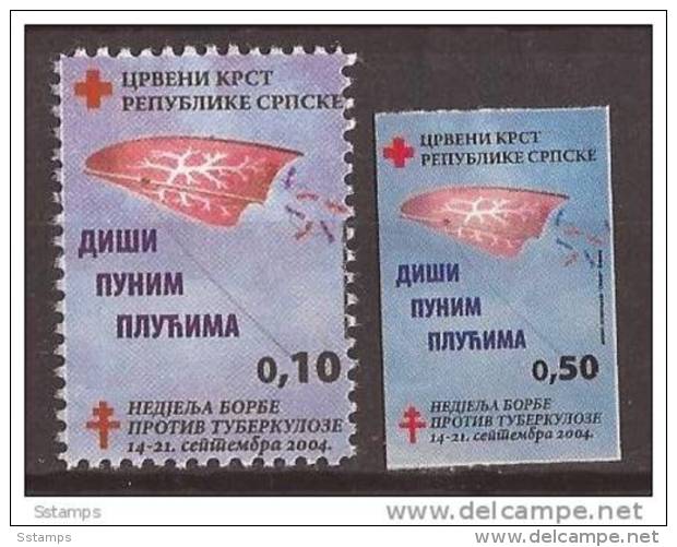2004  BOSNIA REPUBLIKA SRPSKA RED CROSS TUBERCOLOSA MEDICINA AUTOADHESIVO TYP I - TYP II - Medizin