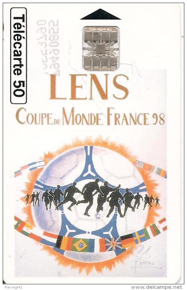 CARTE-PUBLIC-F 849.985-50U-04/98-SC7-AFFICHE-LENS-COUPE DU MONDE 98-V° N°SERIE Commtt Par 7-UTILISE-TBE-RARE-Va Rieté - Fehldrucke