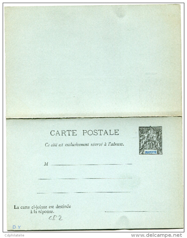 MAYOTTE ENTIER POSTAL (CP 2) - Entiers Postaux & Prêts-à-Poster