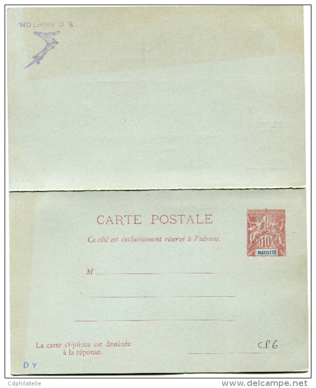 MAYOTTE ENTIER POSTAL (CP 6) - Entiers Postaux & Prêts-à-Poster