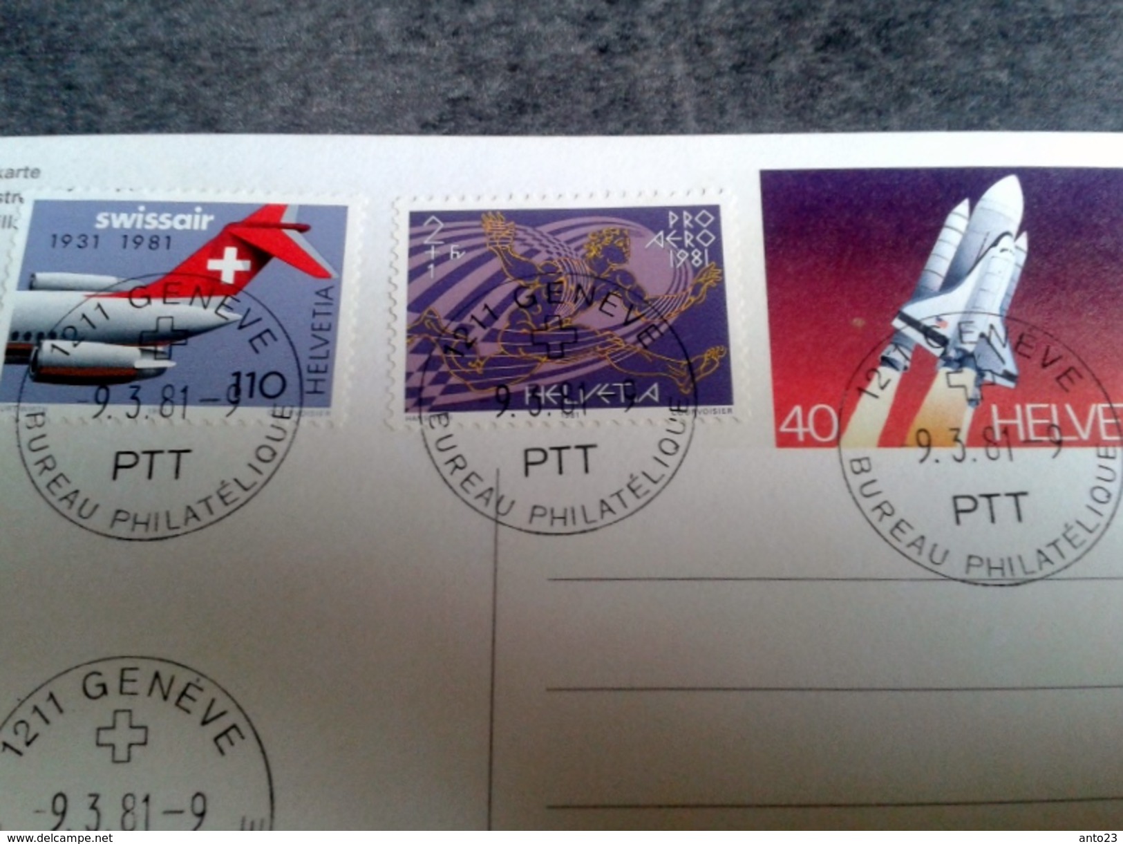 3 Timbres Suisses Pro Aéro Carte Illustrée Affranchie "space Shuttle Spacelab" Bureau Philatéliste De Genève - Sonstige & Ohne Zuordnung