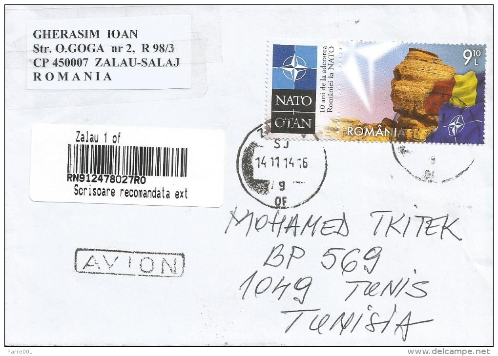 Romania 2014 Zalau NATO OTAN Flag Barcoded Registered Cover - OTAN