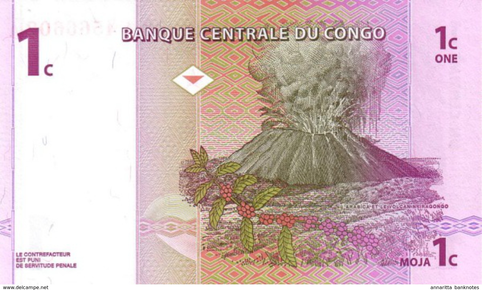 CONGO DEMOCRATIC REPUBLIC 1 CENTIME 1997 P-80 UNC [CD301a] - Demokratische Republik Kongo & Zaire