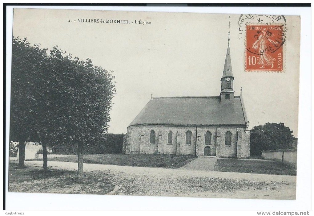 1178 - Villiers Le Morhier 2 L'Eglise Eglise - Semeuse 10c - Circulée Pour Paris Monnié 1916 - Saint-Pons-de-Mauchiens