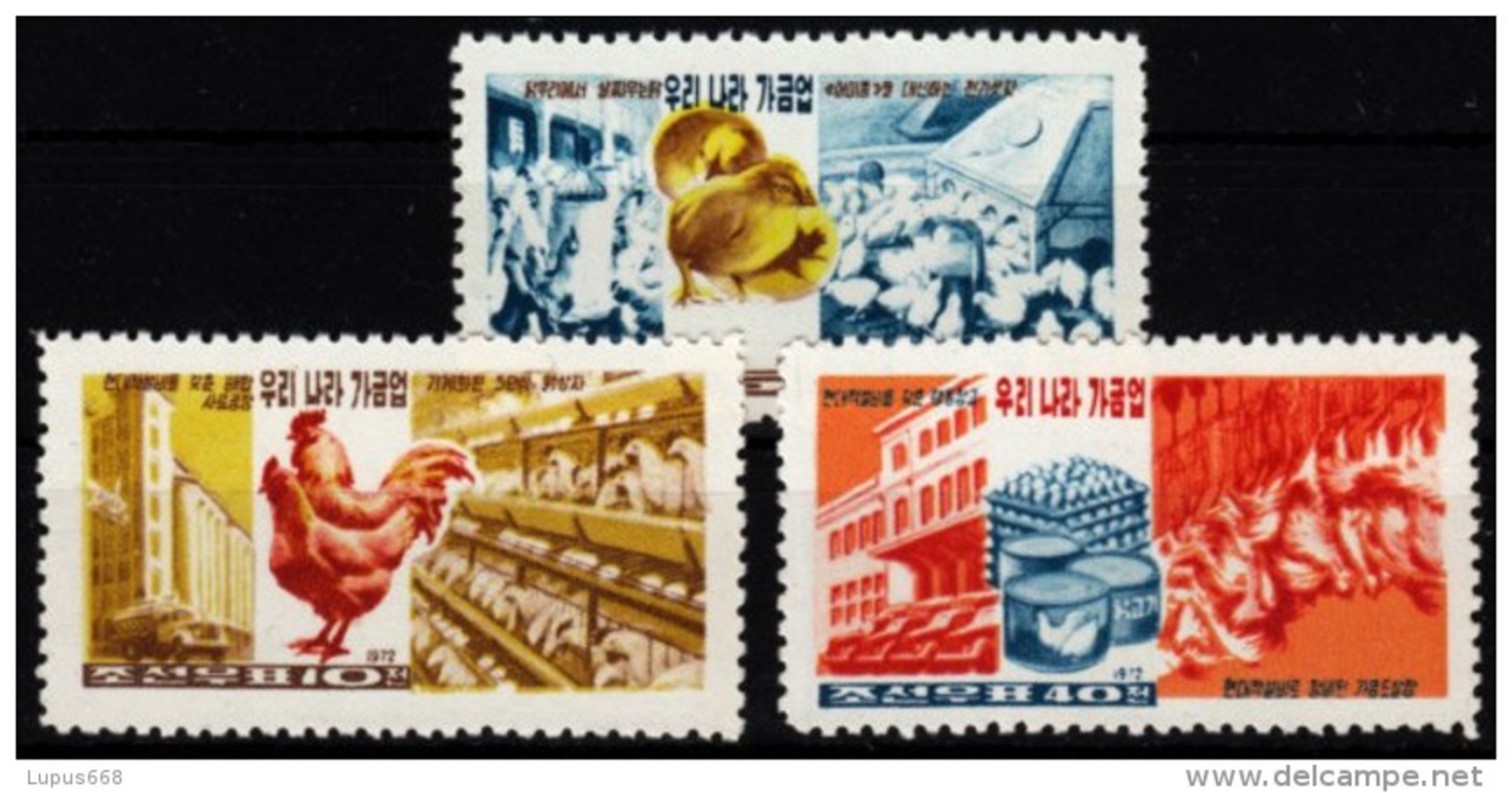 Korea- Nord 1972  MiNr. 1129/ 1131   (*) / Original Without Gum  ; Geflügelzucht - Hoftiere