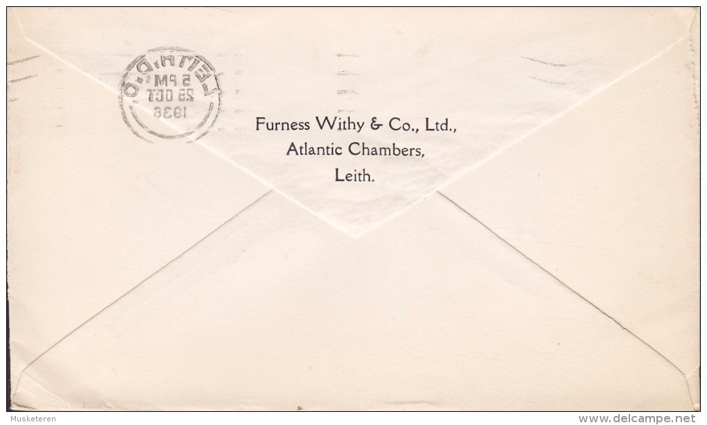 Great Britain FURNESS WITHY & Co. Atlantic Chambers LEITH 1936 Cover Brief Denmark EDVIII. & GV. Stamps (2 Scans) - Briefe U. Dokumente