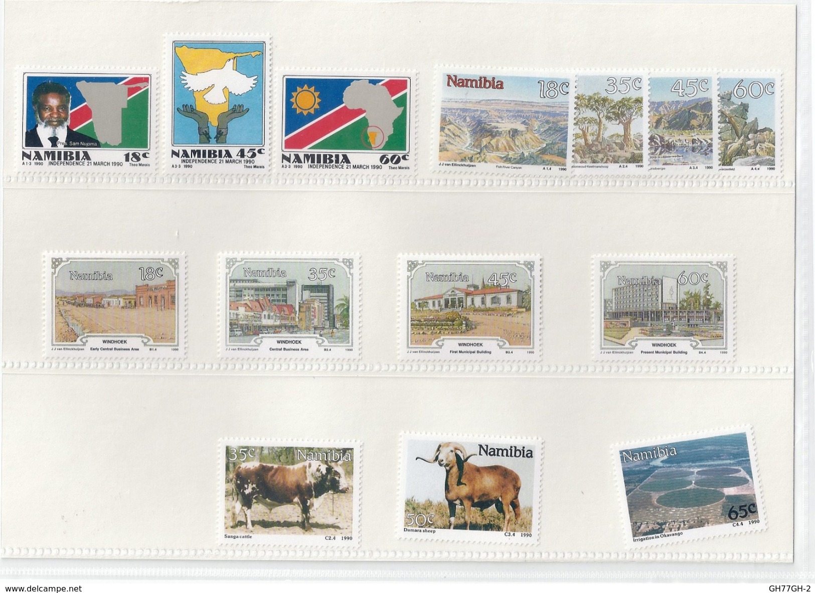 Namibia Mounted Set 14 Stamps Independence 21 MARCH 1990 NAMIBIE INDEPENDANCE 1990 - Namibia (1990- ...)