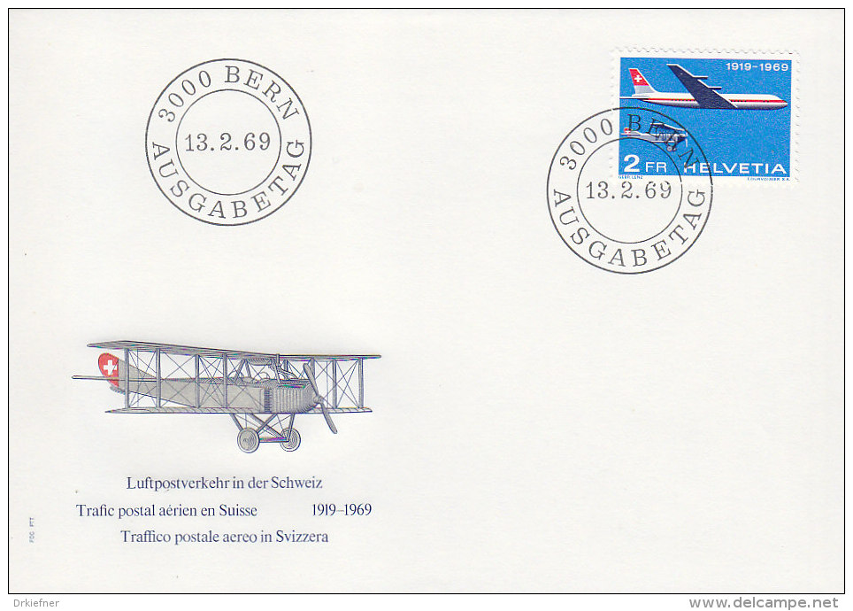 SCHWEIZ  899, FDC, 50 Jahre Luftpost 1969 - FDC