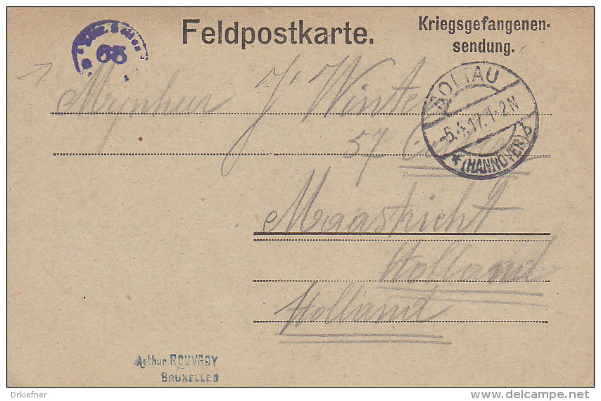 Kriegsgefangenensendung Lager Soltau 5.4.17, ZENSUR Soltau 63, Nach Maastricht, Prisoner Of War Letter - 1914-18