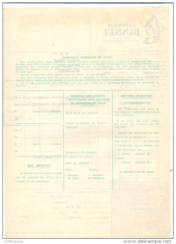 1977 Pont L'Evêque 14 / Facture "Calvados BUSNEL à..avec Vignette Timbre Fiscal Des Contributions Indirectes - 1950 - ...