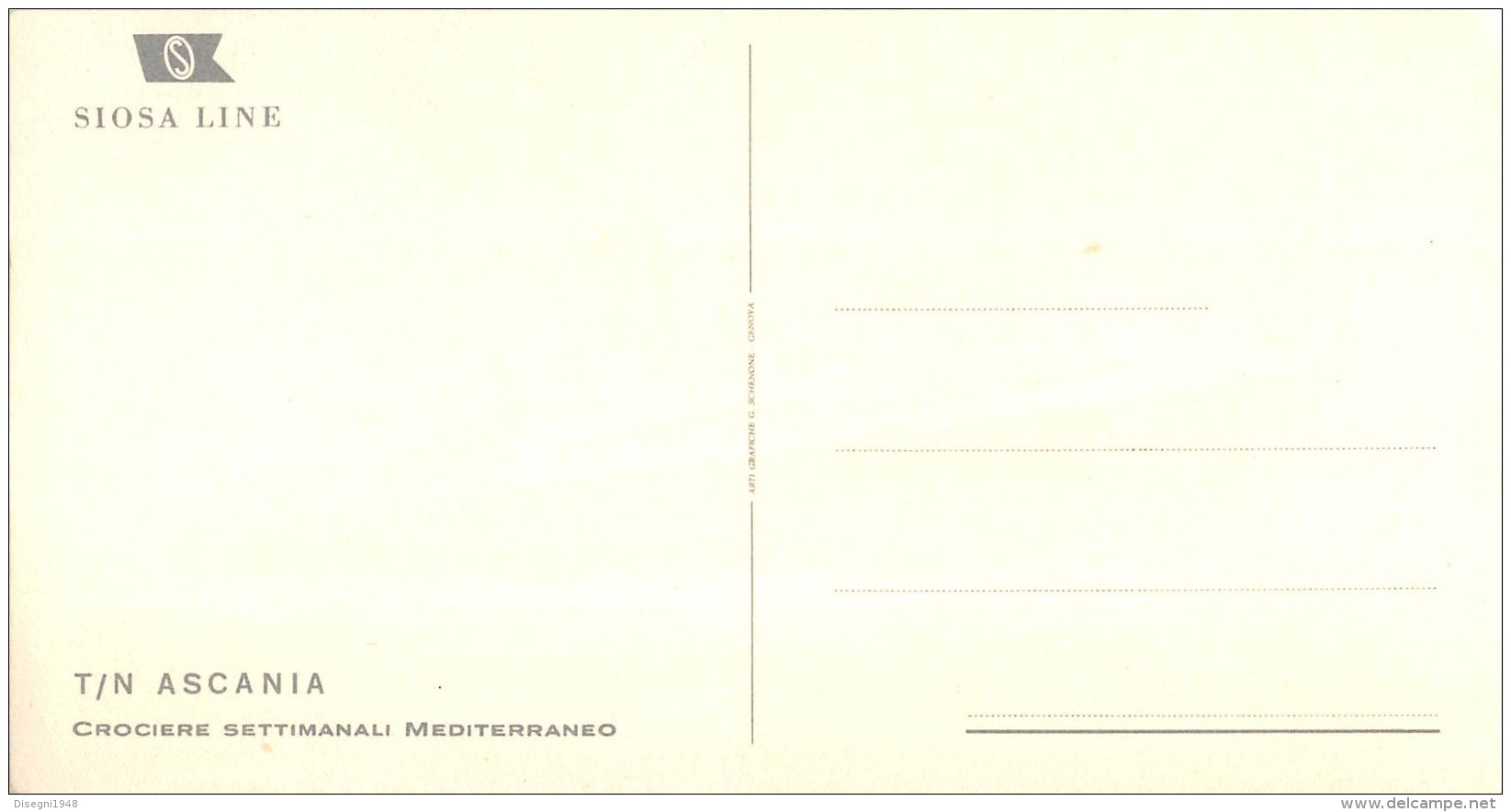 06382  "T/N ASCANIA - SIOSA LINE" ANIMATA, AUTO, CARROZZE . CART. ILL. ORIG. SPEDITA 1914 - Piroscafi