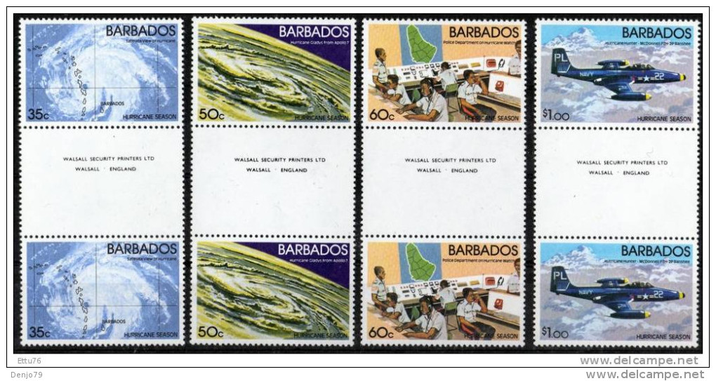 BARBADOS 1981 HURRICANE SEASON SET AS GUTTER PAIRS MNH - Barbados (1966-...)