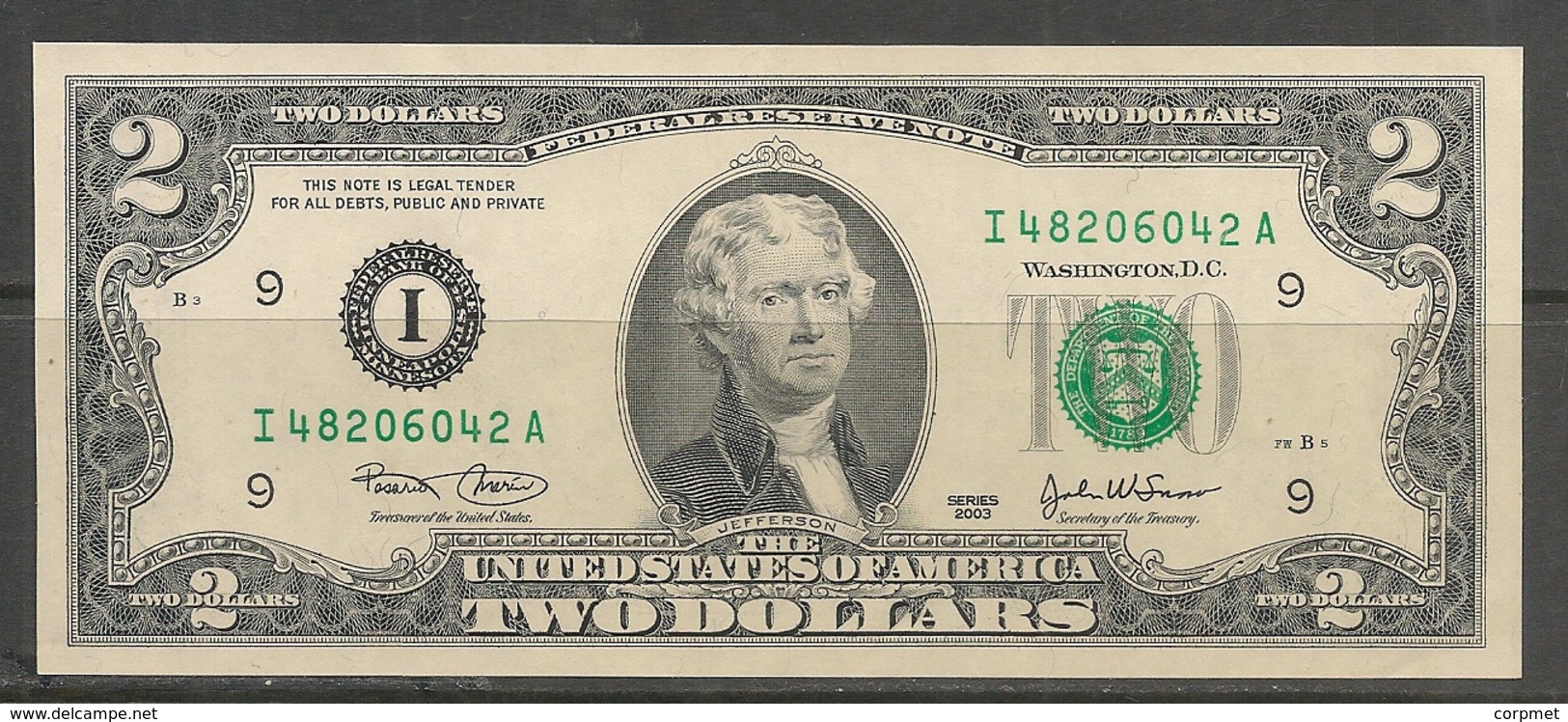 US - 2 DOLLARS - ISSUED In NEW YORK - Letter B - Biljetten Van De  Federal Reserve (1928-...)
