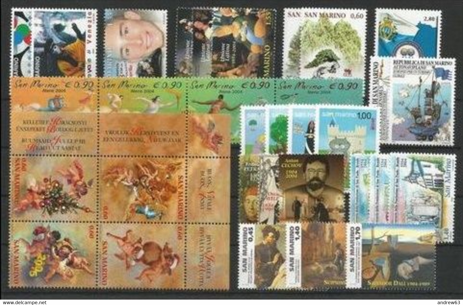 SAN MARINO - 2004 - Annata Completa - 32 Valori + 3 BF + 1 Libretto - Year Complete ** MNH/VF - Komplette Jahrgänge