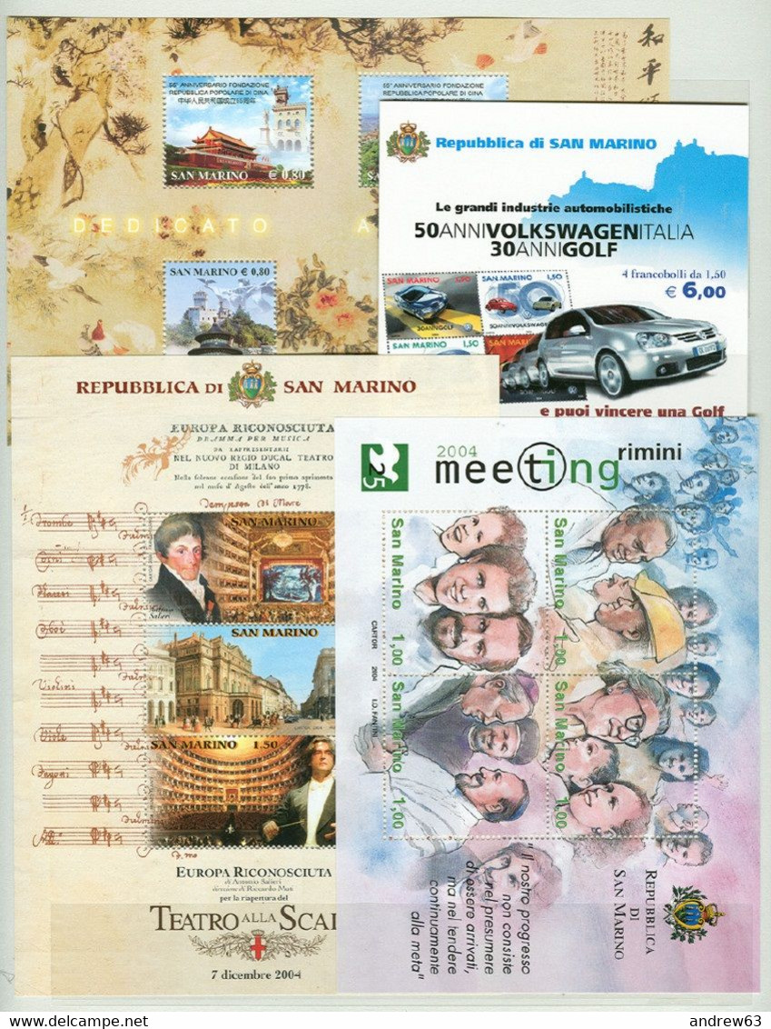 SAN MARINO - 2004 - Annata Completa - 32 Valori + 3 BF + 1 Libretto - Year Complete ** MNH/VF - Komplette Jahrgänge