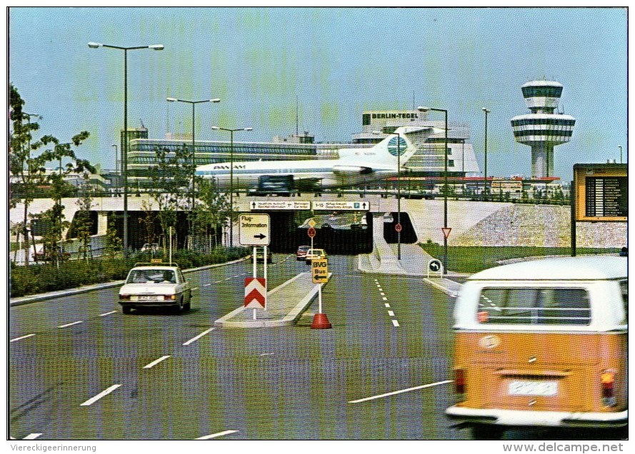 ! Ansichtskarte Flughafen Berlin Tegel, Tower, Autos, Pan Am Flugzeug - 1946-....: Moderne