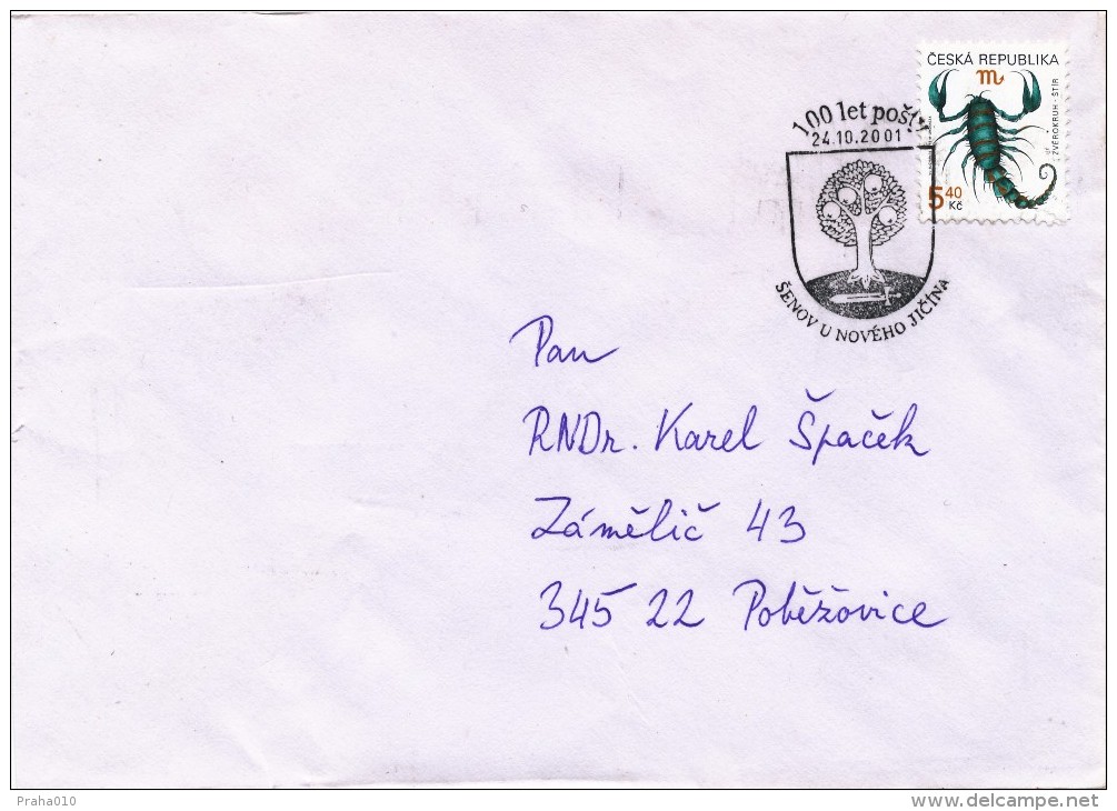 K9642 - Czechoslovakia (2001) Senov U Noveho Jicina: 100 Years Post Office (coat Of Arms); Letter; Tariff: 5,40 Kc - Bäume