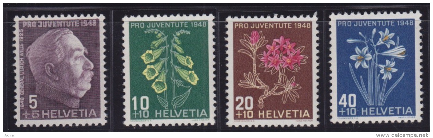 1(68). Switzerland 1948 "Pro Juventute" - Alpine Flowers - Flora, MNH (**) Michel 514-517 - Unused Stamps