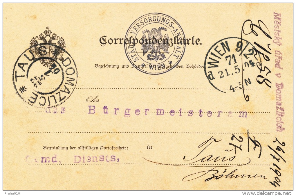 K9578 - Austria (1904) Wien 9/2 / Domazlice - Taus (Postal Stationery - Postcard) - Briefe U. Dokumente