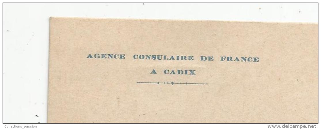 Carte De Visite, 14 X 10.5 , Agence Consulaire De FRANCE à CADIX , 2 Scans - Visiting Cards