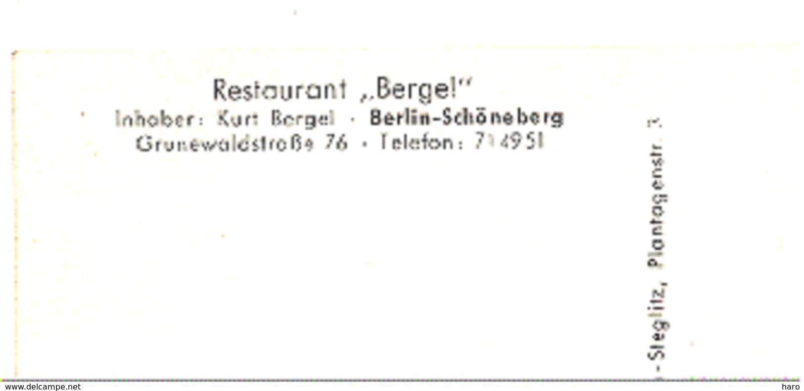 Restaurant " Bergel " Berlin - Schöneberg - 4 Fotos (1657)b193 - Schoeneberg