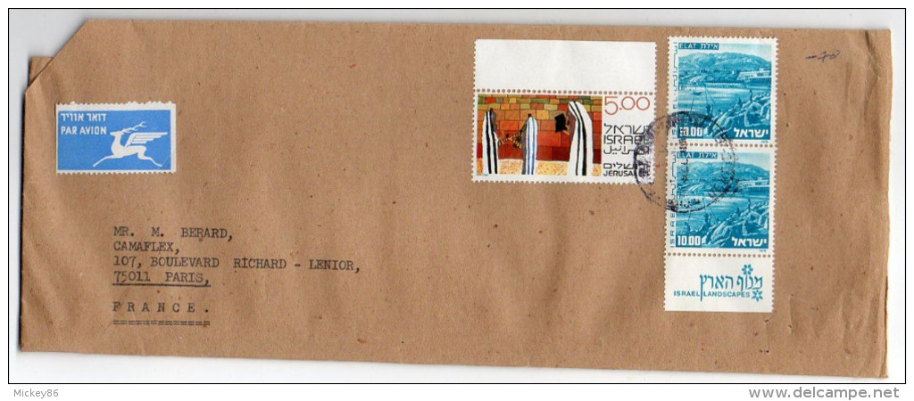 Israel--env 1980--Lettre Pour Paris (France)--2 Scans -lettre Format 240mm X 180mm Pliée En 2 - Cartas & Documentos