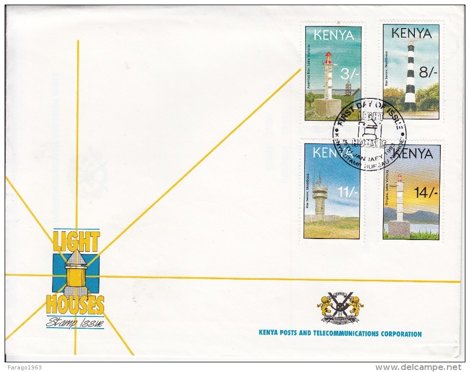 1993 Kenya  Lighthouses  Complete Set Of 4 First Day Cover  Used - Kenya (1963-...)